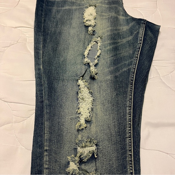 ELITE JEANS Women's MID-RISE Destroyed Denim Skinny Jeggins BLUE JEANS Sz 23/24 - Picture 5 of 11